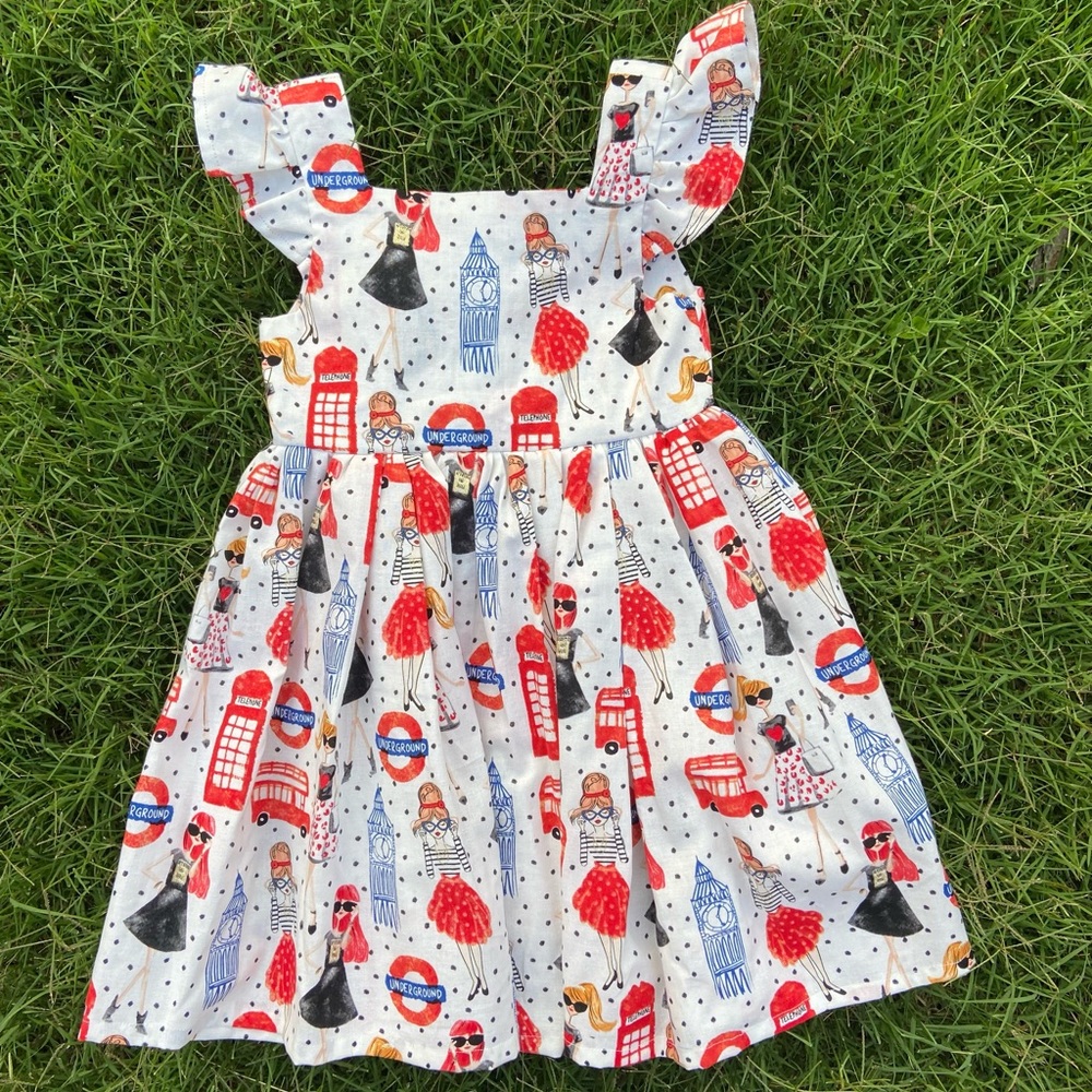 Little girl flutter sleeve dress